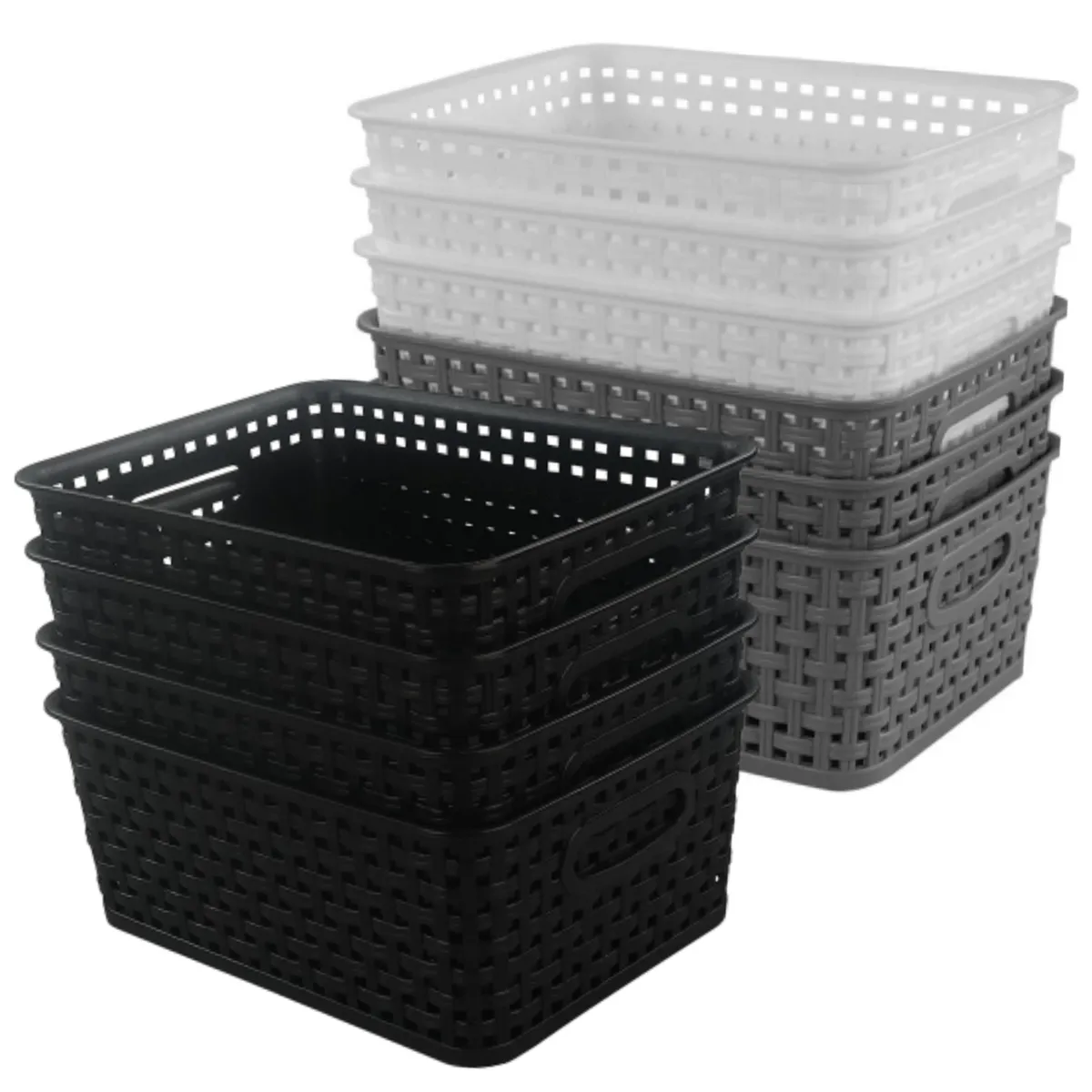 10Pack Plastic Storage Baskets for Household Organization