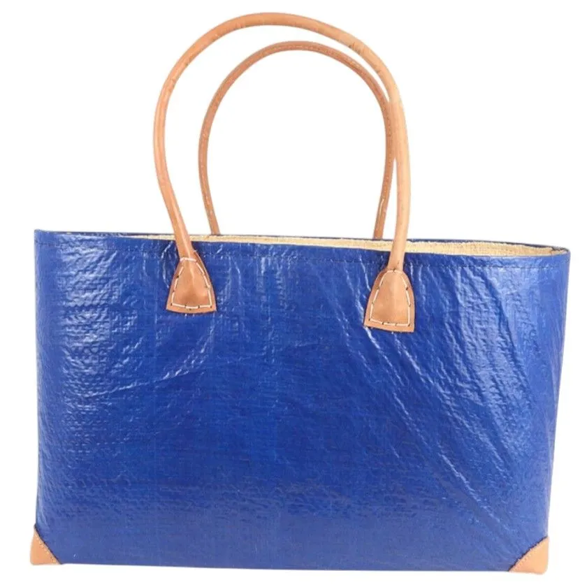 PVC Tote Bag with Leather Handles (48cm x 19cm x 28cm)