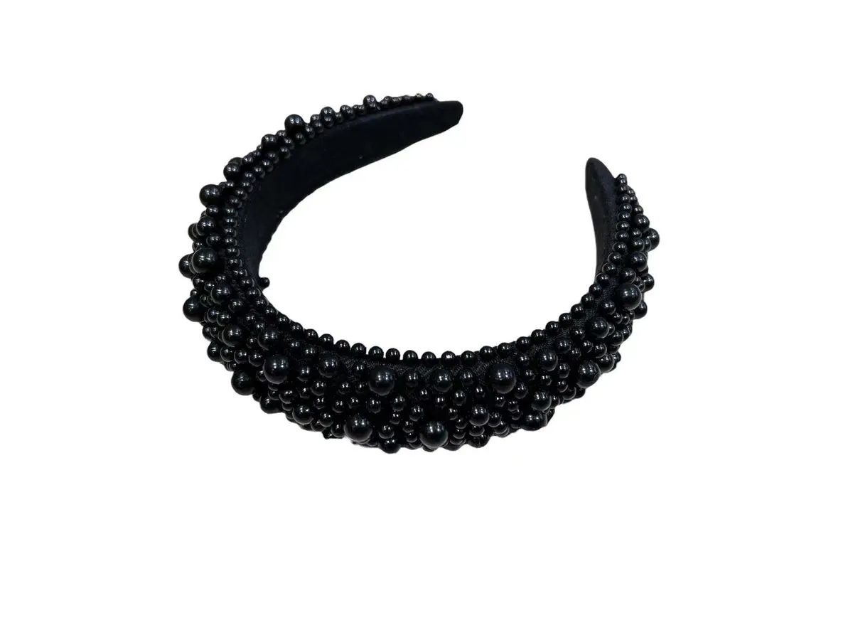 Pearl Hair Hoop Headband - Black