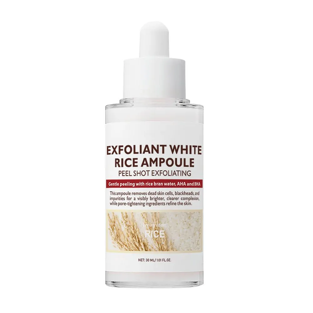 Rice Exfoliating Ampoule Peel Shot - Gentle AHA BHA Glow Serum - Black Rice Essence