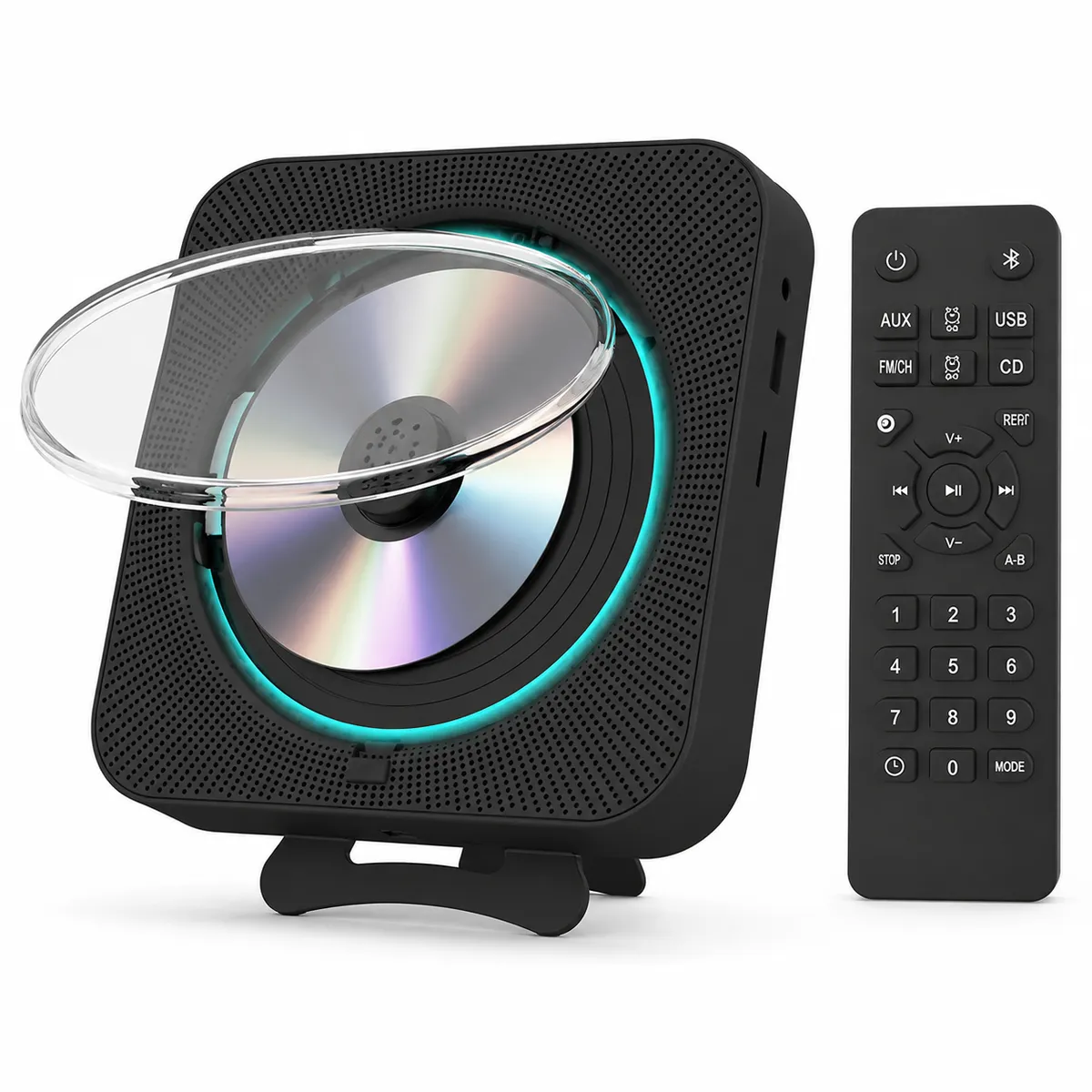 Portable Bluetooth CD Player with Remote Wall Mount and Desktop Stand