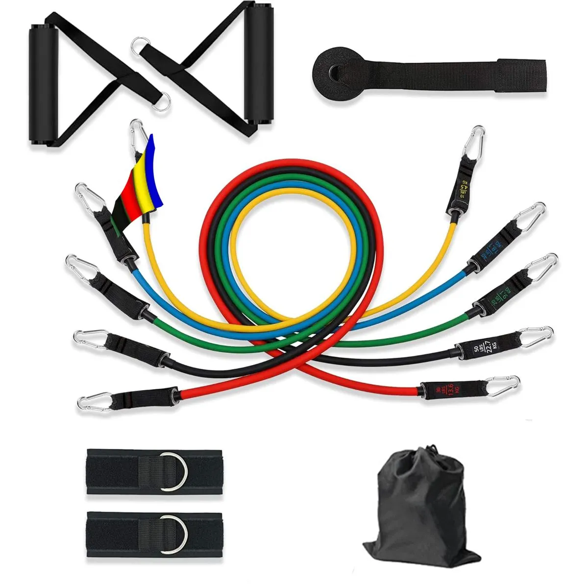 TPE Resistance Bands Set Workout Fitness Exercise Tube Bands 150lbs 11PCS