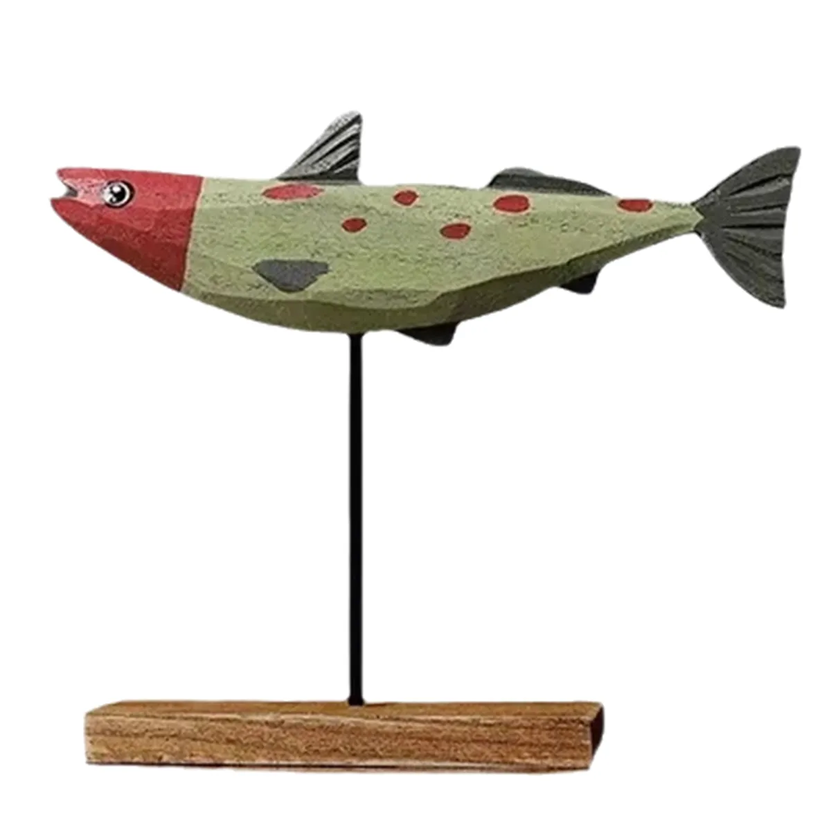 Wooden Fish Statue Nordic Home Decorations Fish Sculpture Ornaments C