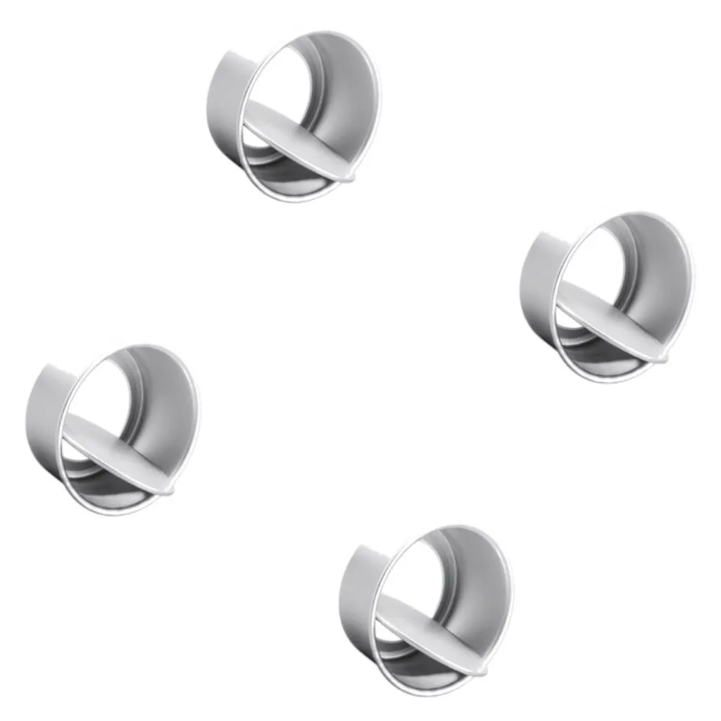 4 Pack - 5 Inch Round Cake Pan With Removable Base - Silver