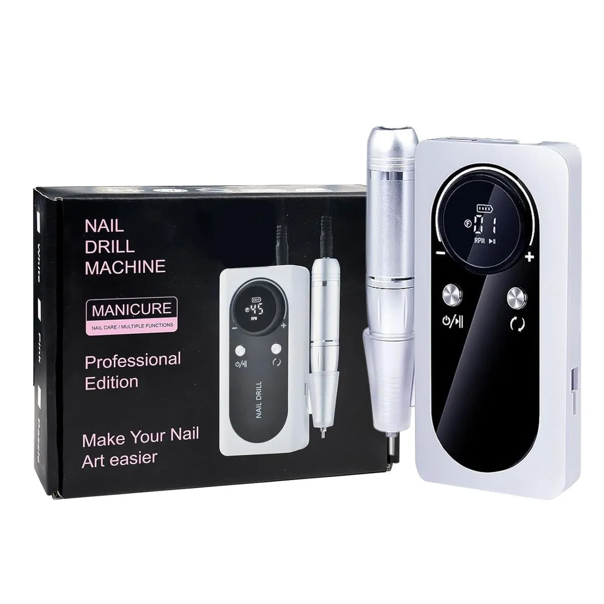 Nail Drill Machine Electric Rechargeable 45000RPM Portable Pedicure Care