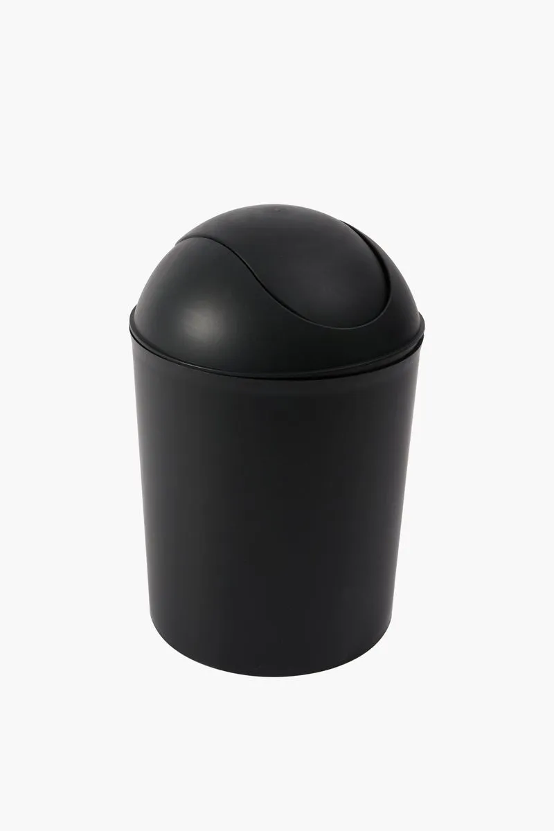 Oval Swing-Lid Bin - Black
