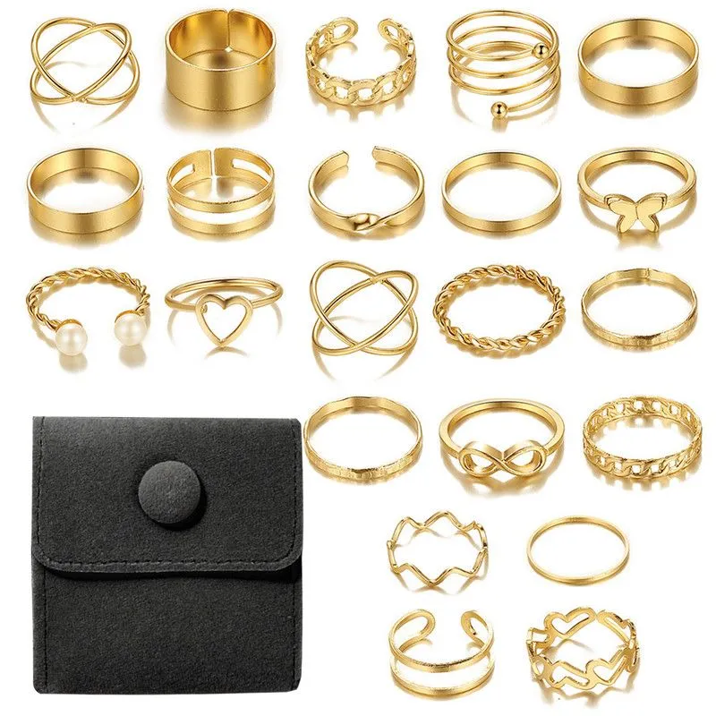 22 Piece Alloy Design Ring Set For Women - 23PC