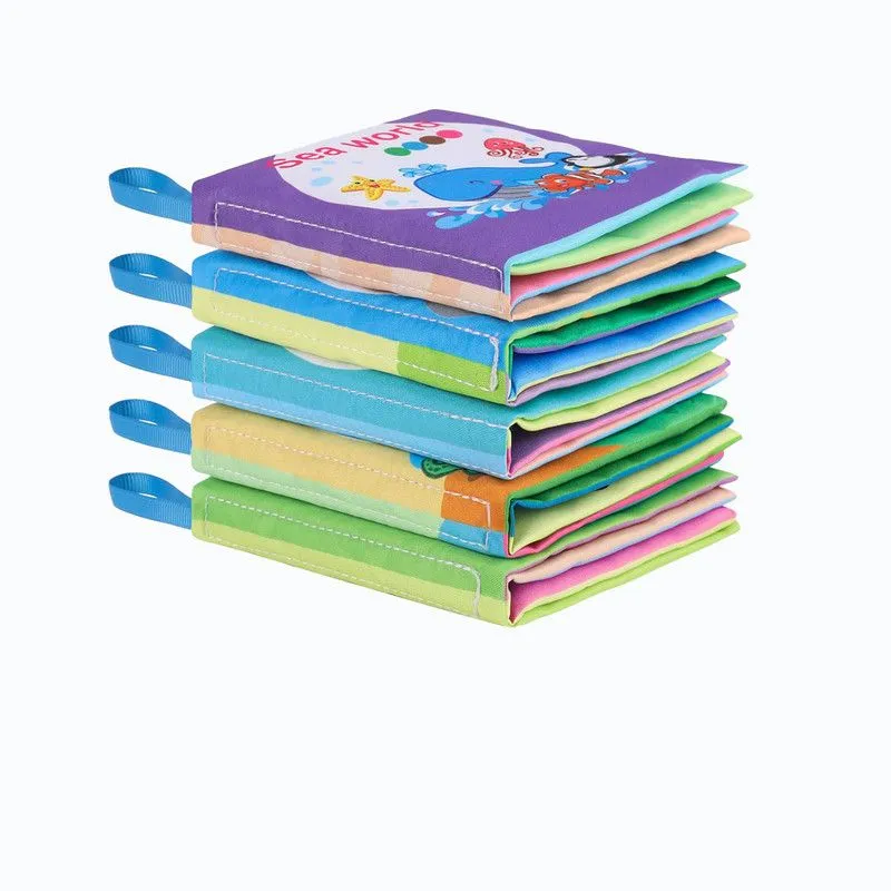 Nontoxic Fabric Baby Cloth Books Early Education Cloth Books Set - 5 Piece