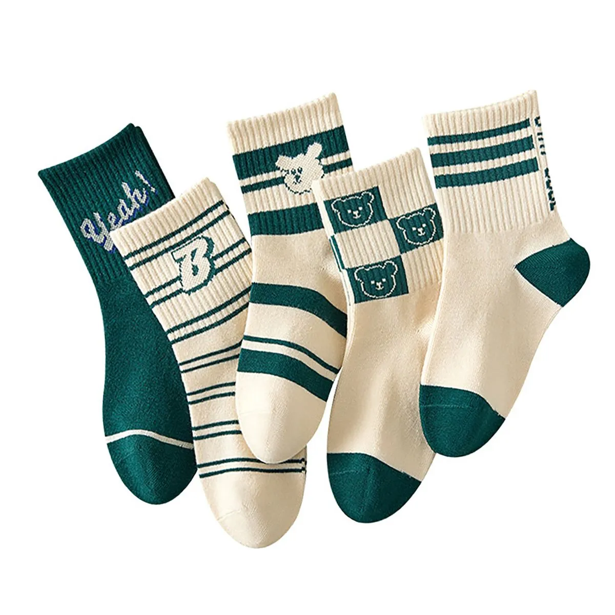 Cartoon Kids Socks 5-Pack Soft Cotton Breathable