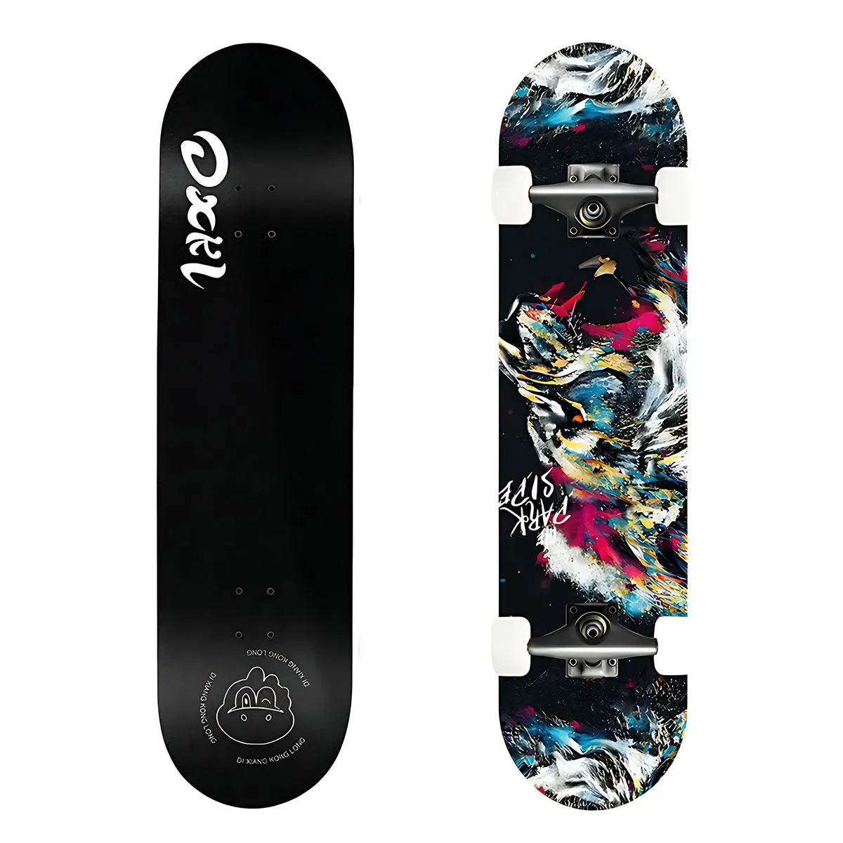 Beginner Skateboard Double Kick 7 Ply Maple Four Wheel Cruiser Kids Teens
