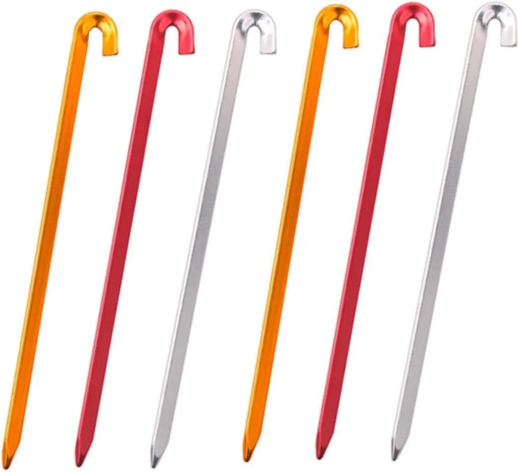 6pcs Aluminium Alloy Camping Tent Stakes for Tents Ground Pegs Outdoor