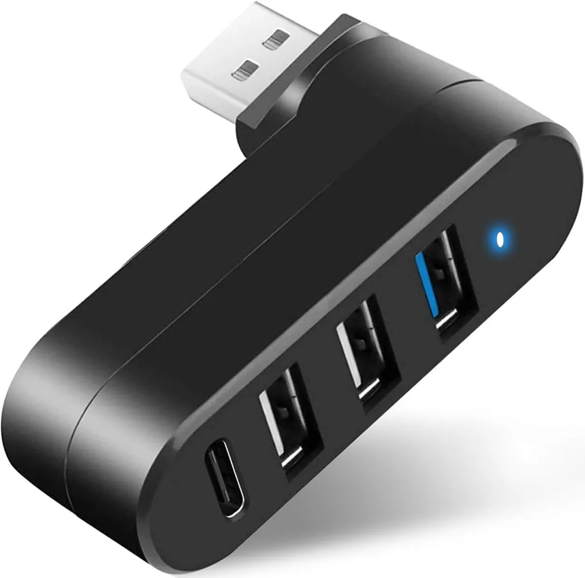 4-in-1 USB 3.0 Hub Multi-Port Adapter with 3 USB Ports and 1 USB C Port - Black