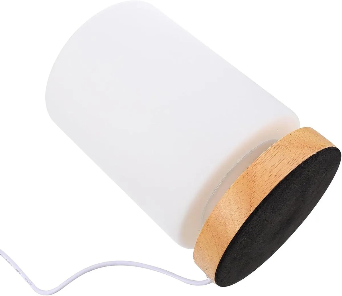 LED Cylinder Shape Wooden Bedside Night Light with Warm Adjustable