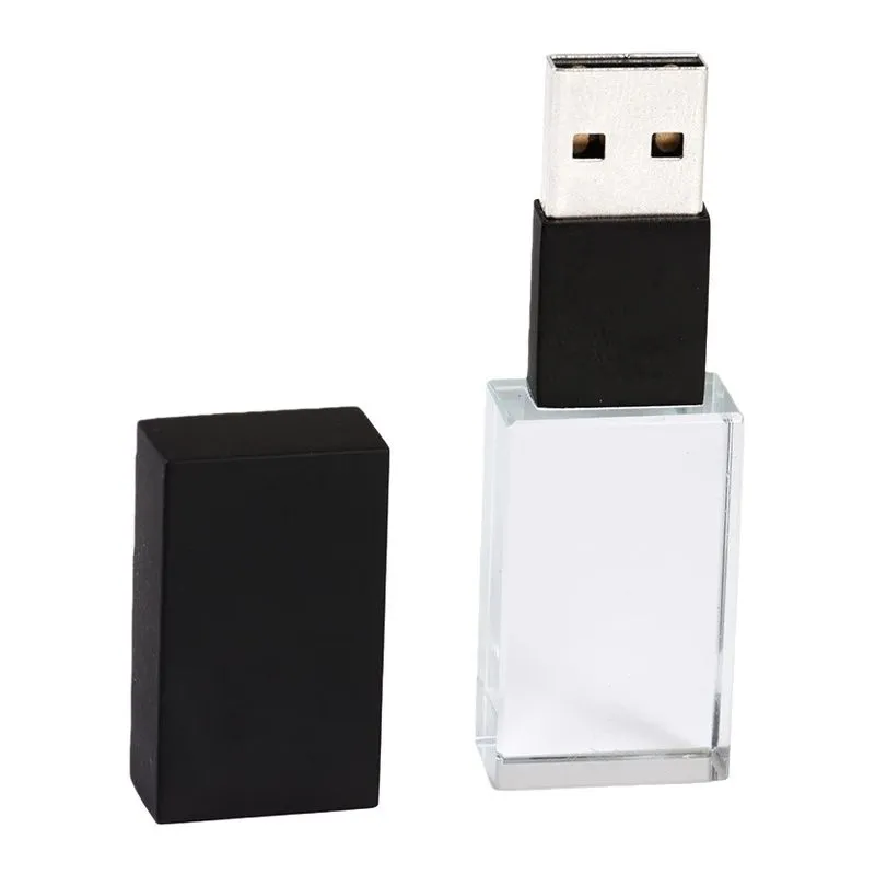 Crystal USB 2.0 Flash Drive 128GB Waterproof Memory Stick - Black