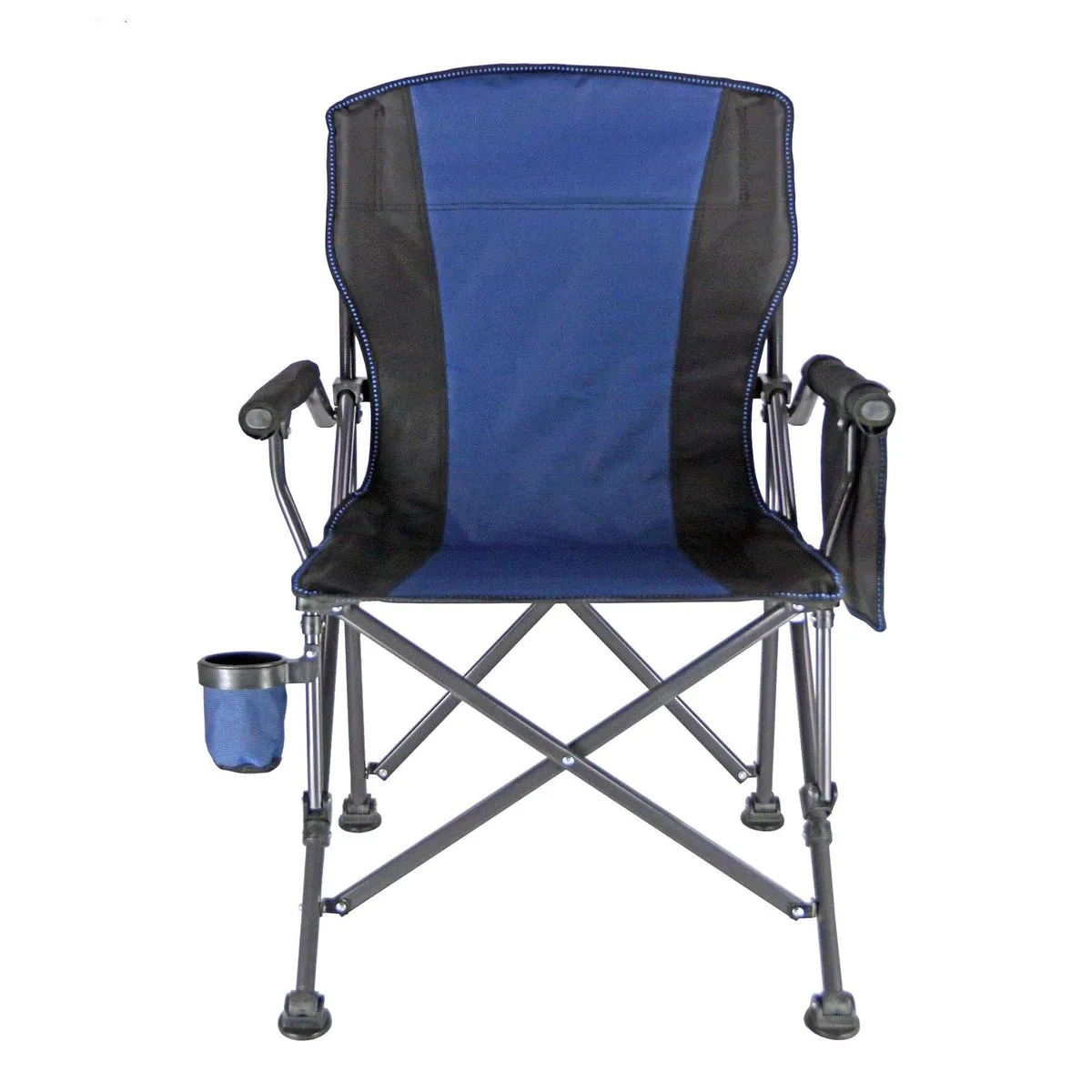Foldable Heavy Duty Camping Chair with Cup Holder for Camping & Fishing - Blue, Black