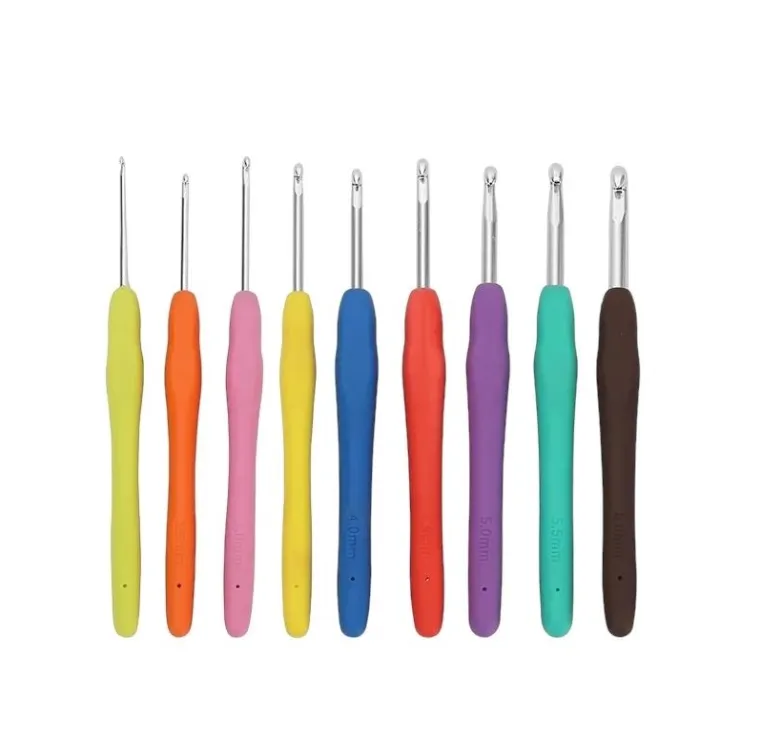 9-Piece TPR Soft Handle Crochet Hook Set