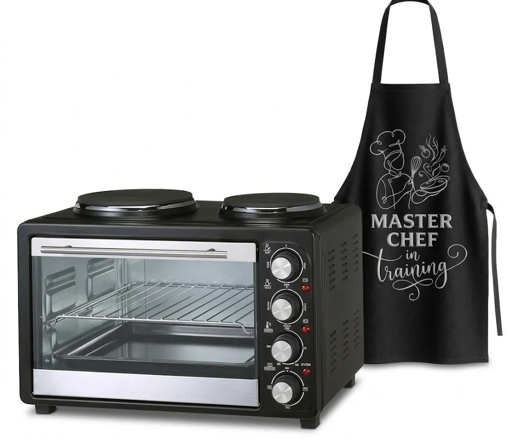 Multifunctional 55L Electric Oven with 2 Hot Plates and Master Chef Apron