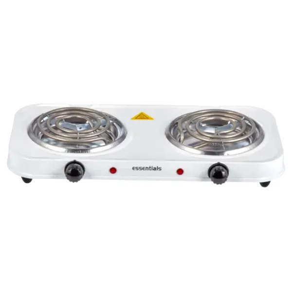 Essentials Double White Twin Spiral Hote Plate Stove