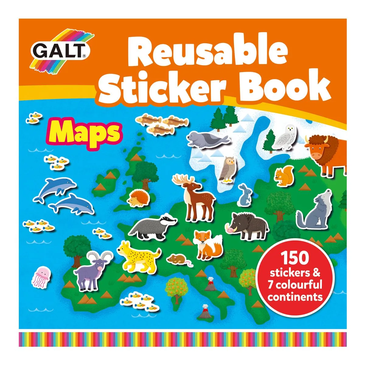 Galt Toys Re-usable Sticker Book- Maps