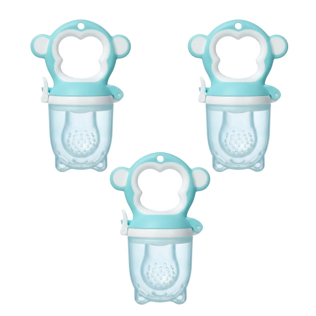 9 Piece - Small Baby Handle Pacifier With Transparent Feeding Pod - Blue