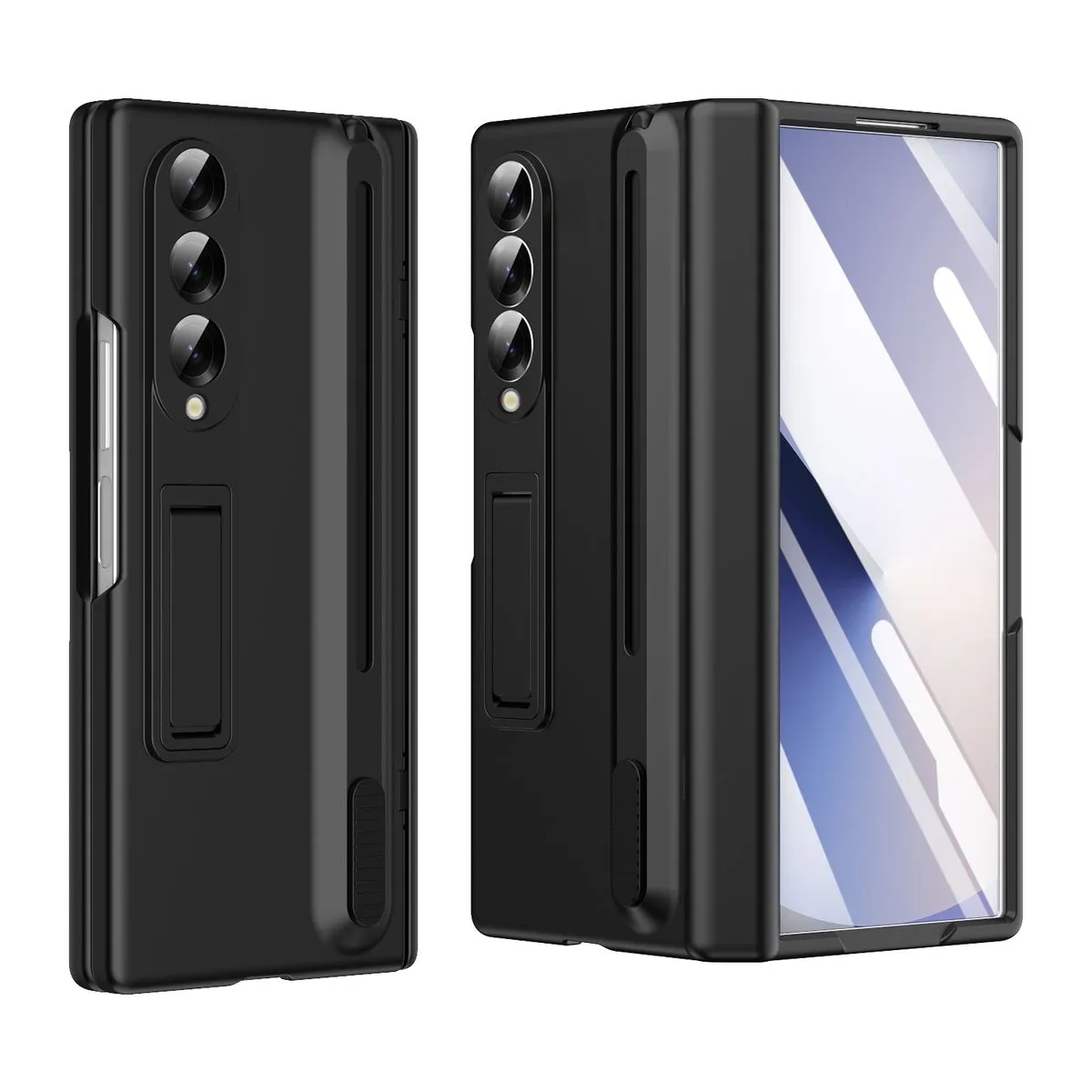 Holder Hinge Phone Case Compatible With Samsung Galaxy Z Fold 3 And S Pen - Black