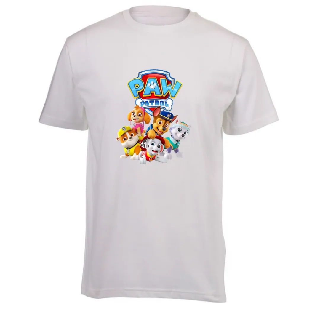 Kids White Short Sleeve T-Shirt - Paw Patrol and Friends