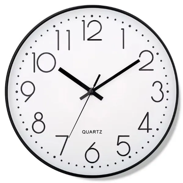 White Battery Powered Analogue Wall QUARTZ Clock