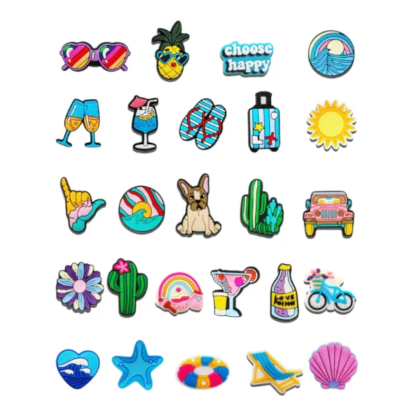 25 Piece Summer Beach Series Shoe Charms - Multicolour