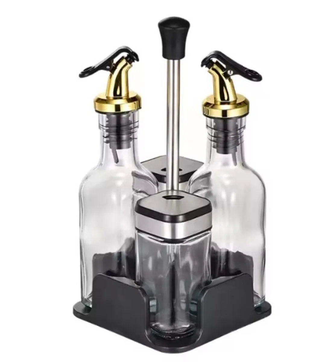 The Unique 2 Oil, Vinegar Dispenser and 2 Sald, Spice Container