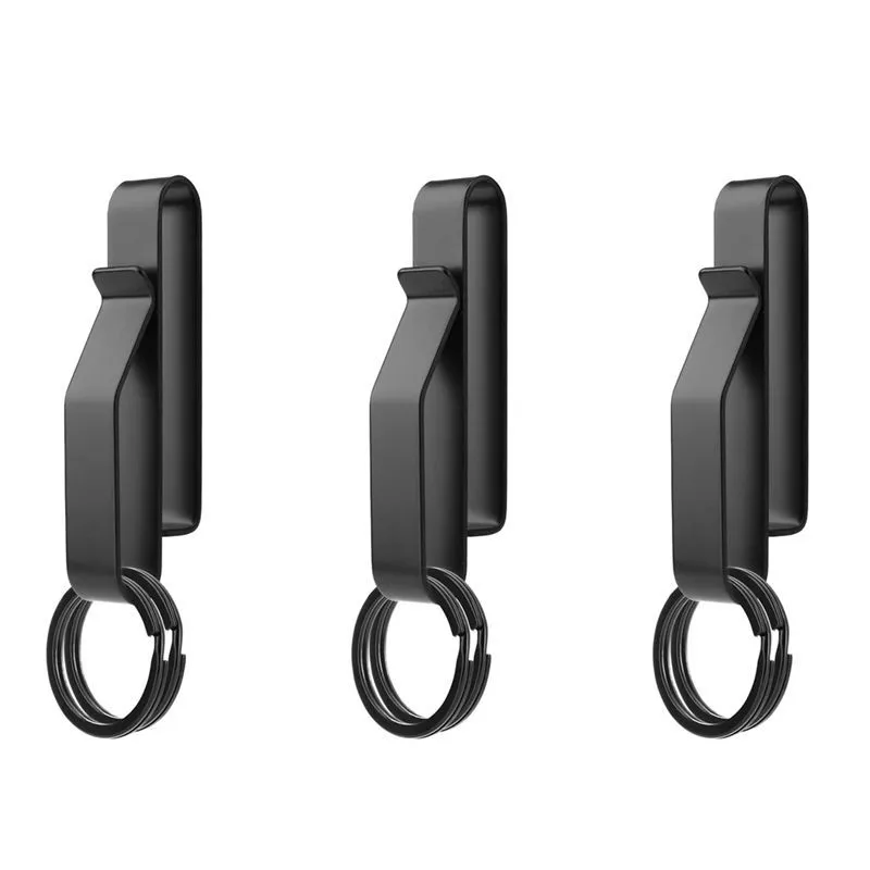 3 Pcs Heavy Duty Belt Key Holder with 6 Pcs Metal Key Rings