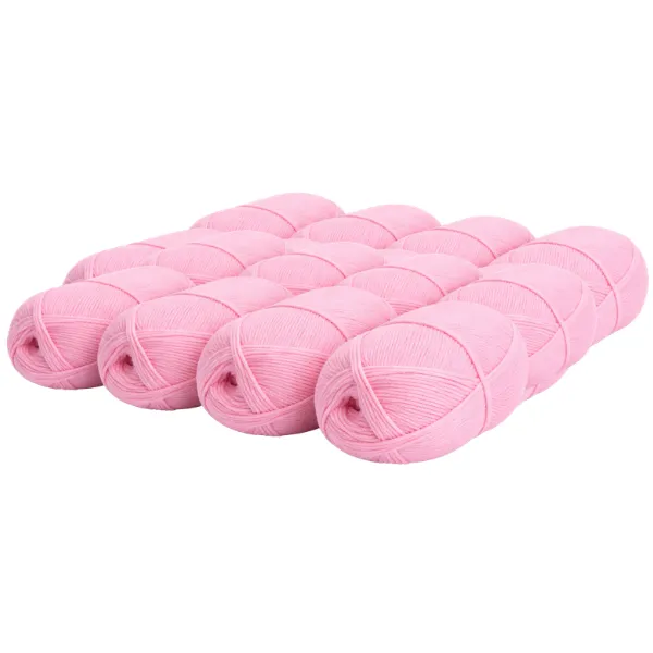 12 Pack Wool - Soft, Durable Knitting & Crochet - Baby Pink