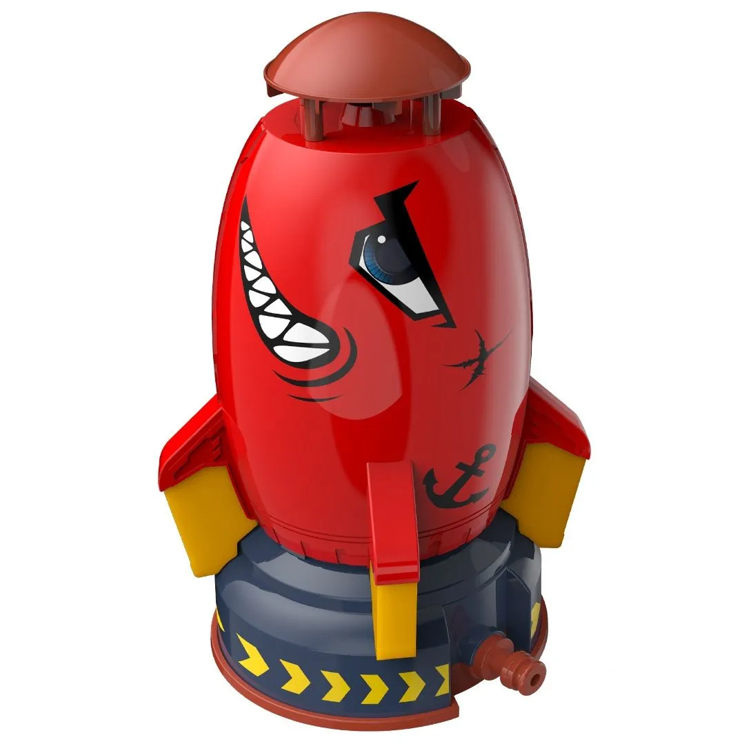 Kids Water Rocket Sprinkler Toy with 3 Meter Hose and Connectors - Red Rocket