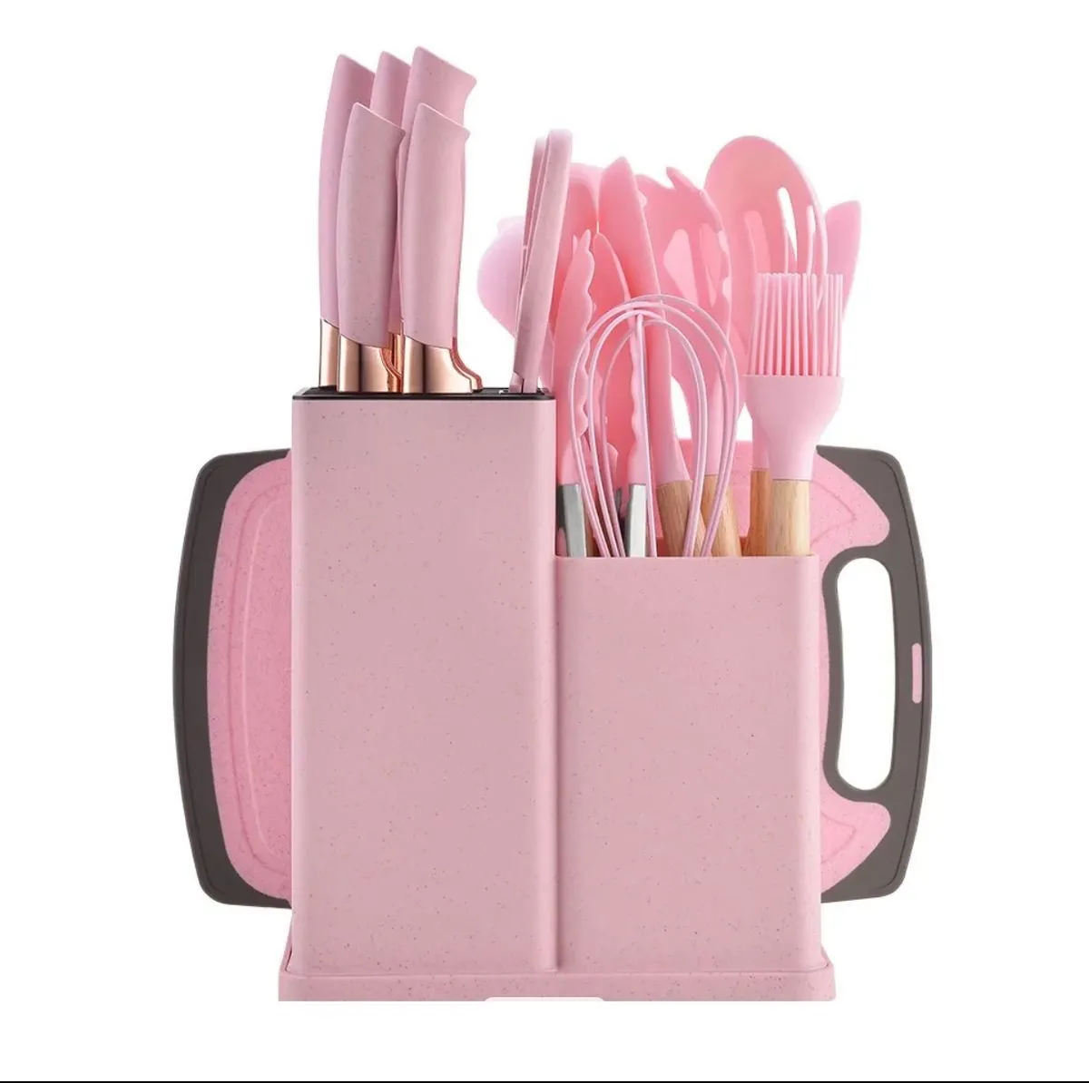 19 Piece Heat Resistant Silicone Cookware Set - Pink