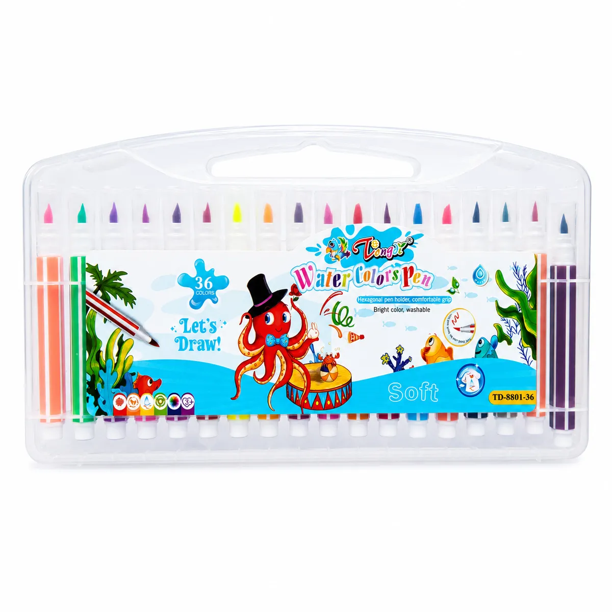 36 Colour Washable Watercolour Marker Pen Set in Carry Case