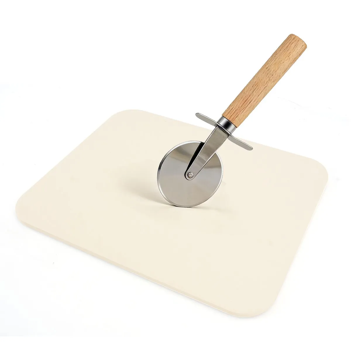 Pizza Stone Set with Wheel Cutter for Oven and Braai Bake Crispy Pizza Base