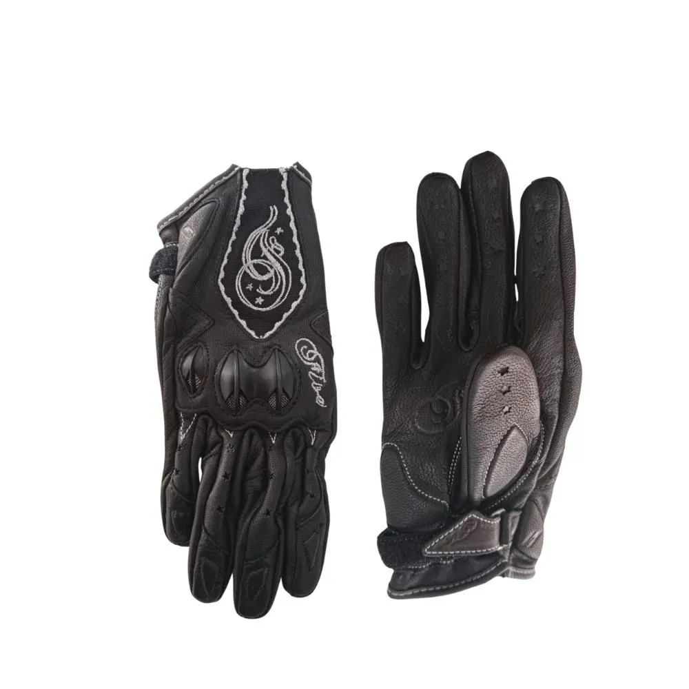 Five Gloves Stars Black Woman's Motorcycle Gloves