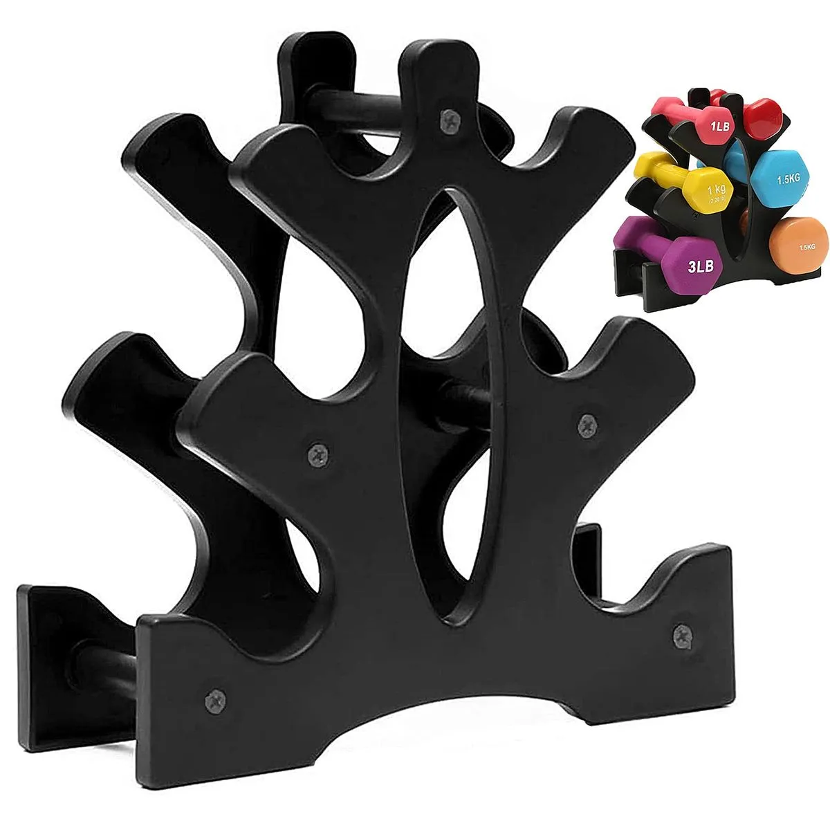 Small Dumbbell Rack Holds 6 Dumbbells Up To 8kg Compact Sturdy Gym Stand