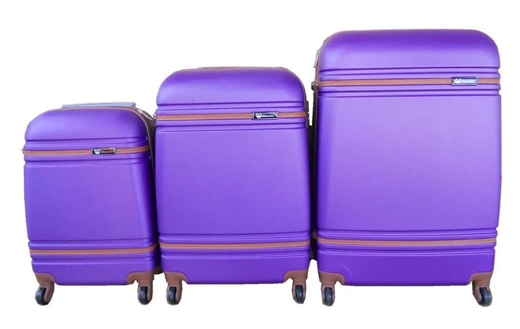 3-Piece Purple ABS Luggage Set with Spinner Wheels and Telescopic Handles