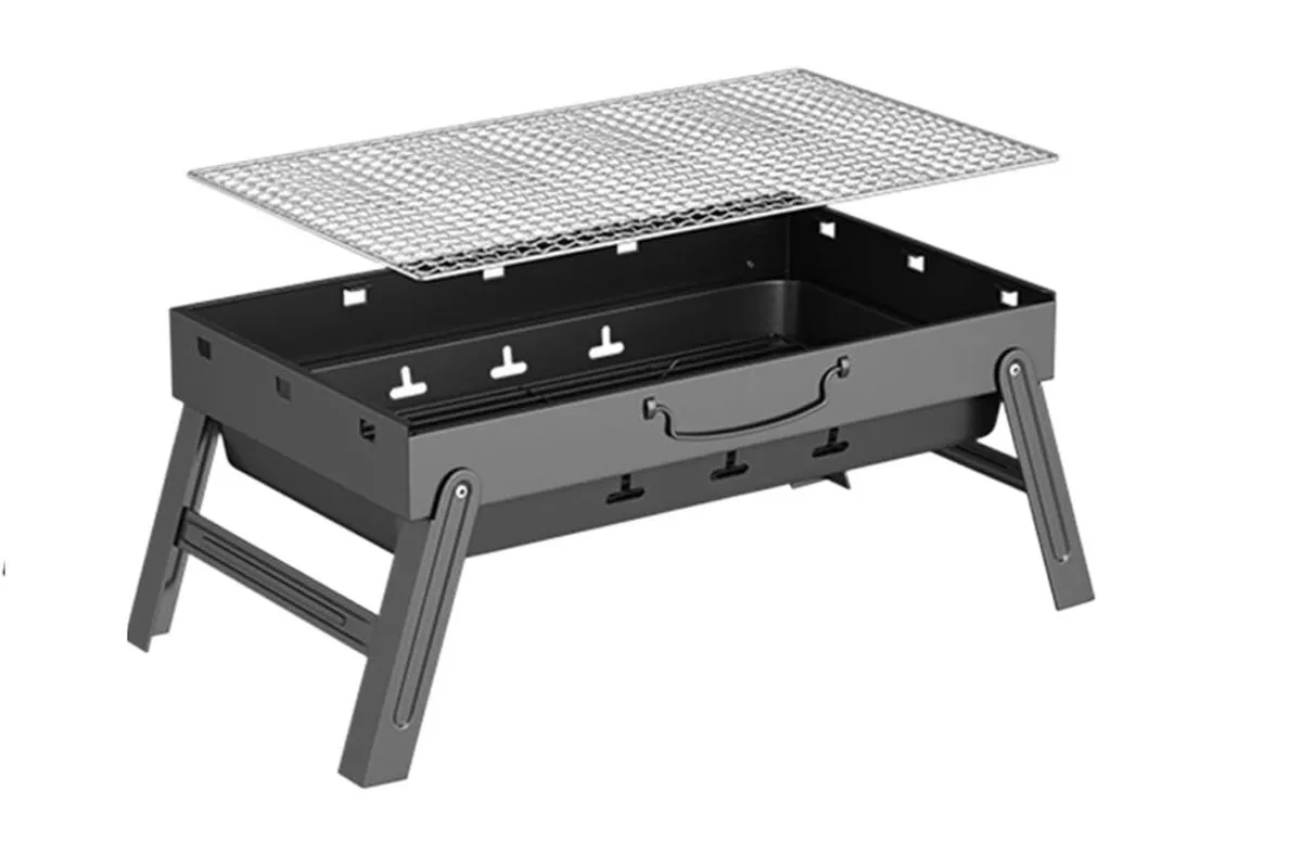 Portable Foldable Charcoal BBQ braai Grill with Handle - 43x29x22cm