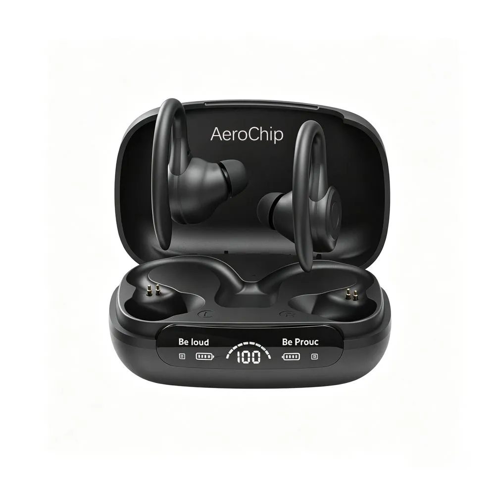 Waterproof True Wireless Earphone Buds with Earhooks, Noise Cancelling