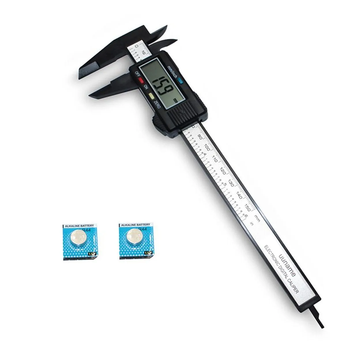Uuname 150mm Digital Vernier Caliper Micrometer Caliper & 2 Batteries - Black