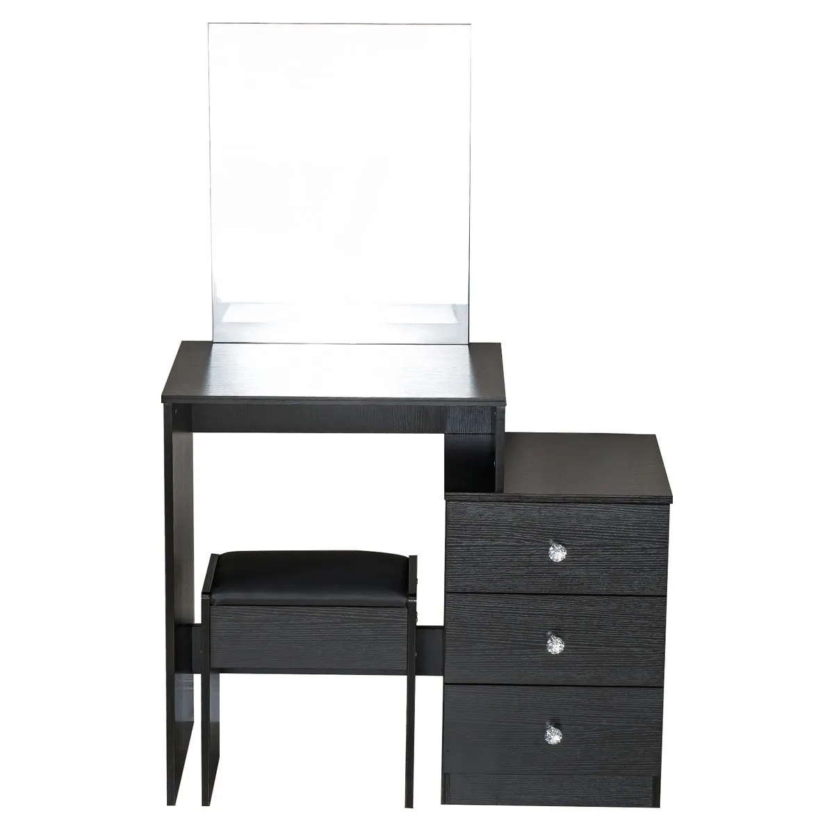 Minimalist Light Luxury Style Dressing Table and Stool Set - Black