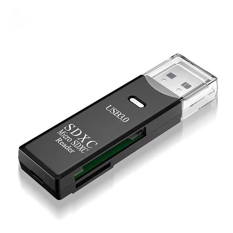 2 in 1 USB 3.0 Card Reader Micro TF sd card Reader usb adapter High Speed - Black