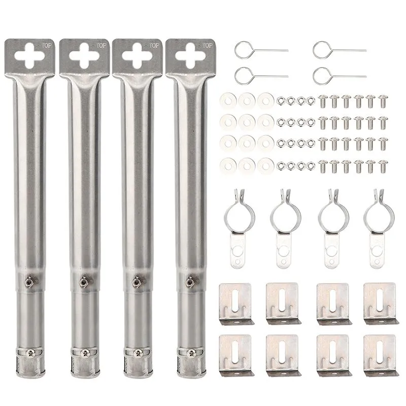 4Pcs Universal Adjustable Stainless Steel BBQ Gas Grill Replacement Straigh