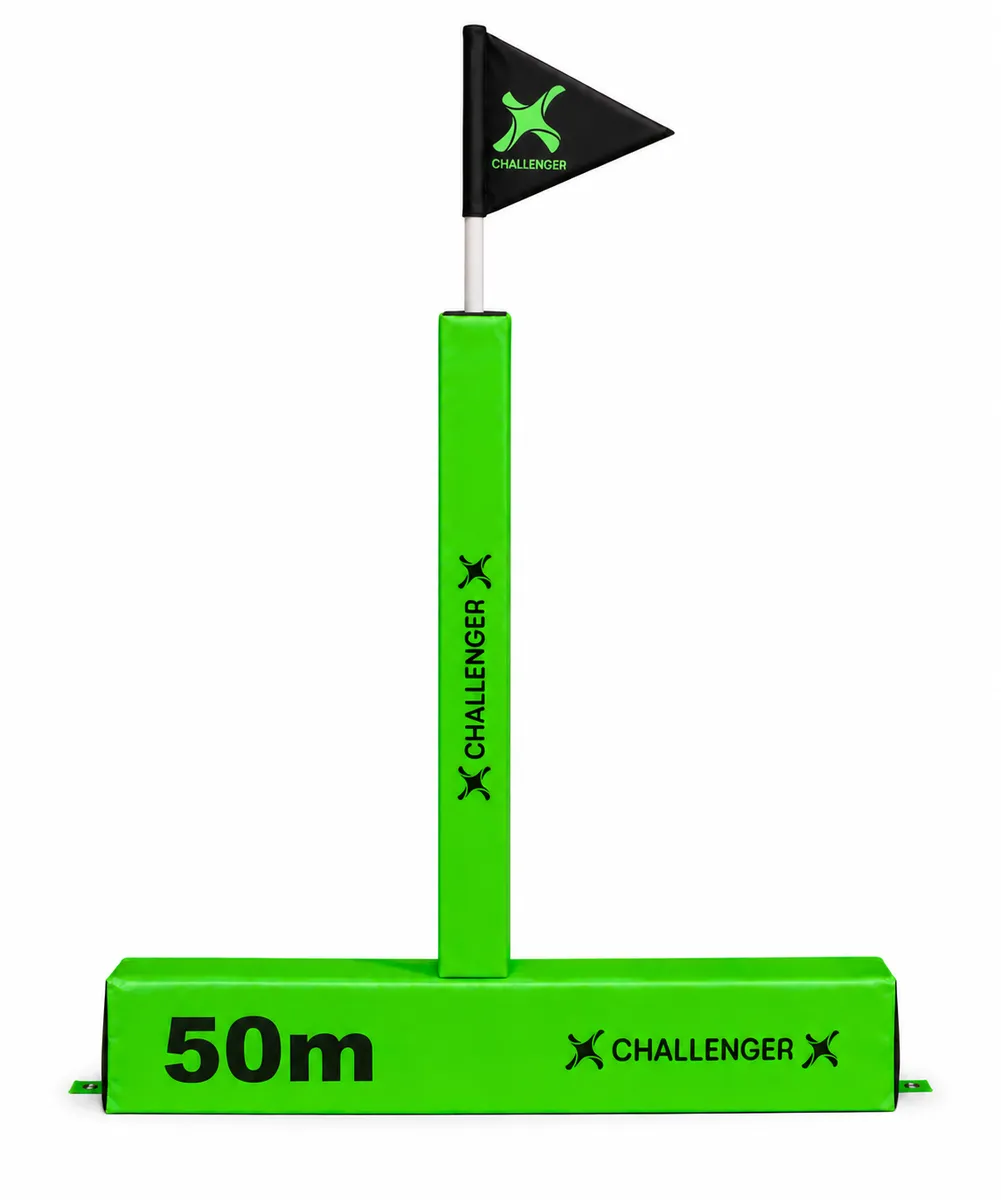 Rugby 50m Line Marker Wedge (1500mm) incl 1m pc Post & Flag - Challenger
