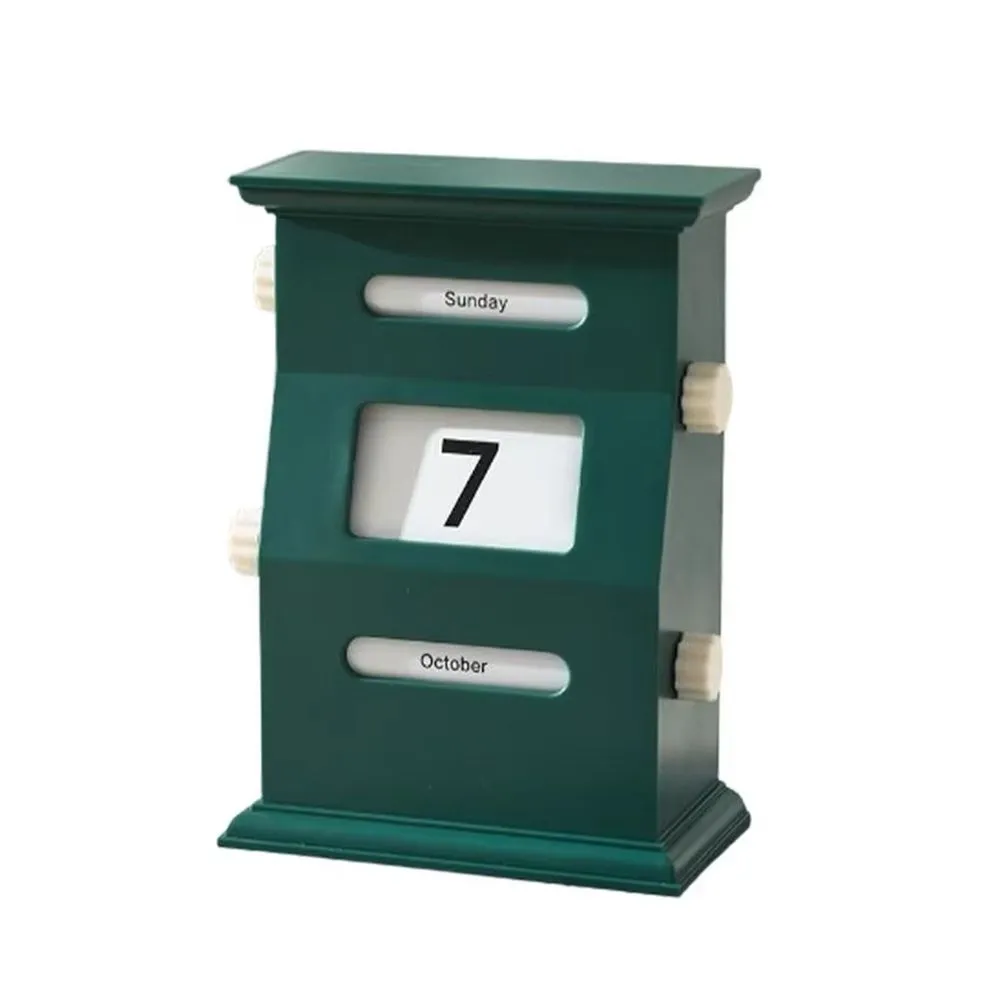 Desk Retro Calendar Blocks Desk Date Display Desk Decorations Green