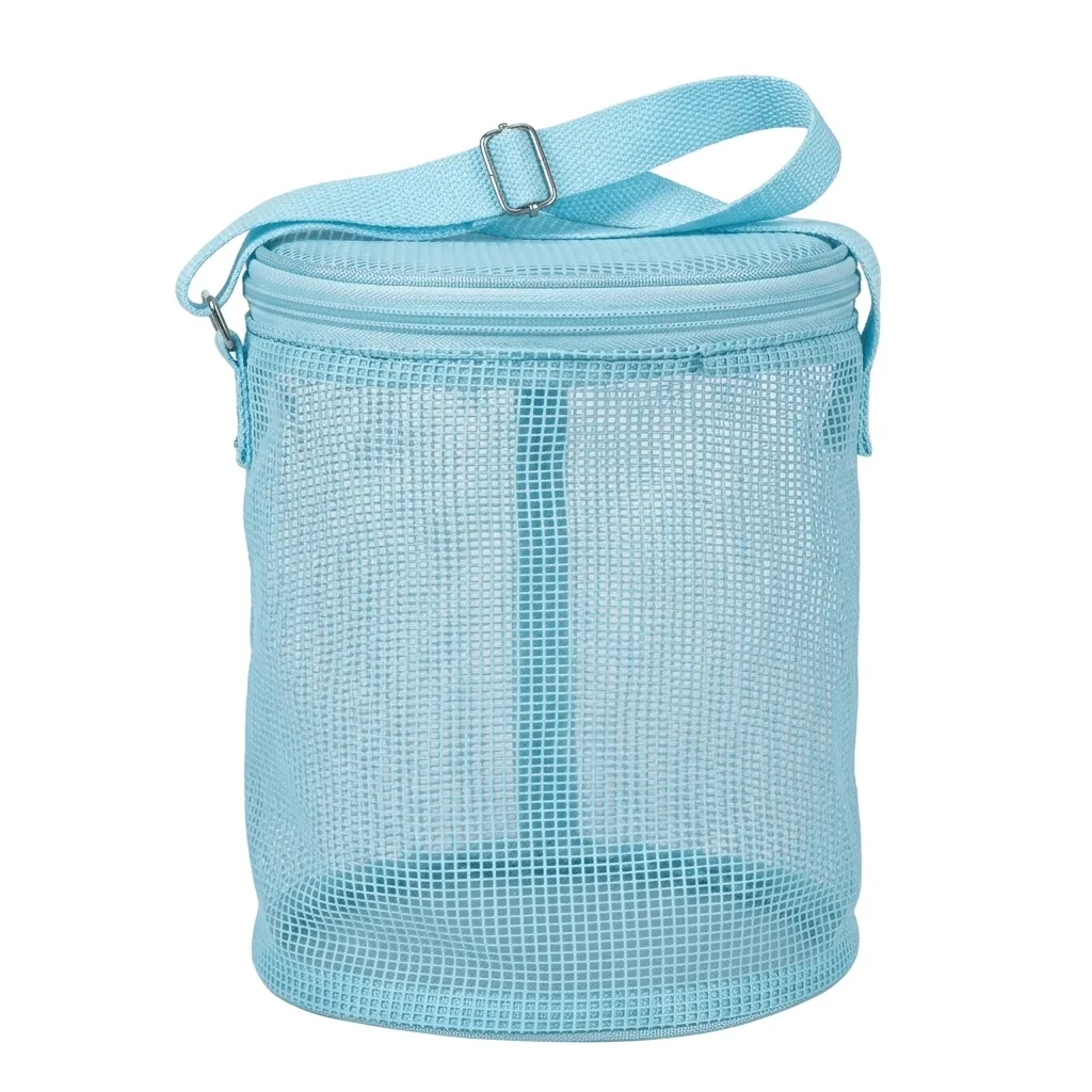 Multipurpose Mesh Beach Shower Bag With Shoulder Strap - Blue