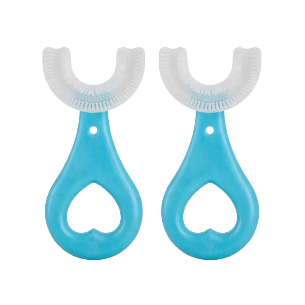 2 Pack - U-Shaped Silicone Teeth & Gum Cleaning Brush For Ages 2-6 Years - Blue