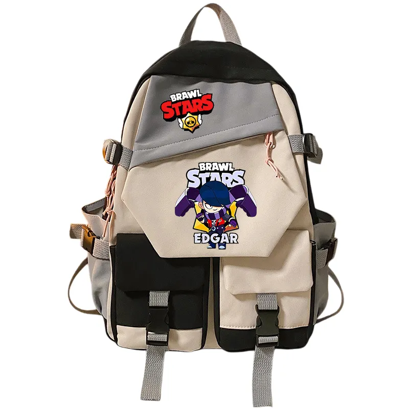 Game Merchandise Schoolbag Brawl Stars Color Blocking Canvas Bcakpack - Black