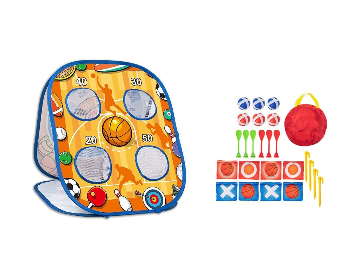 3 in 1 Bean Bag Toss Game Set for Kids, Outside Toys for Kids Toddlers - Basketball